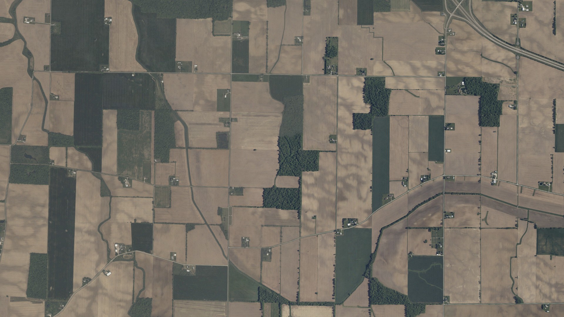 Aerial view of land around Amanda, Ohio