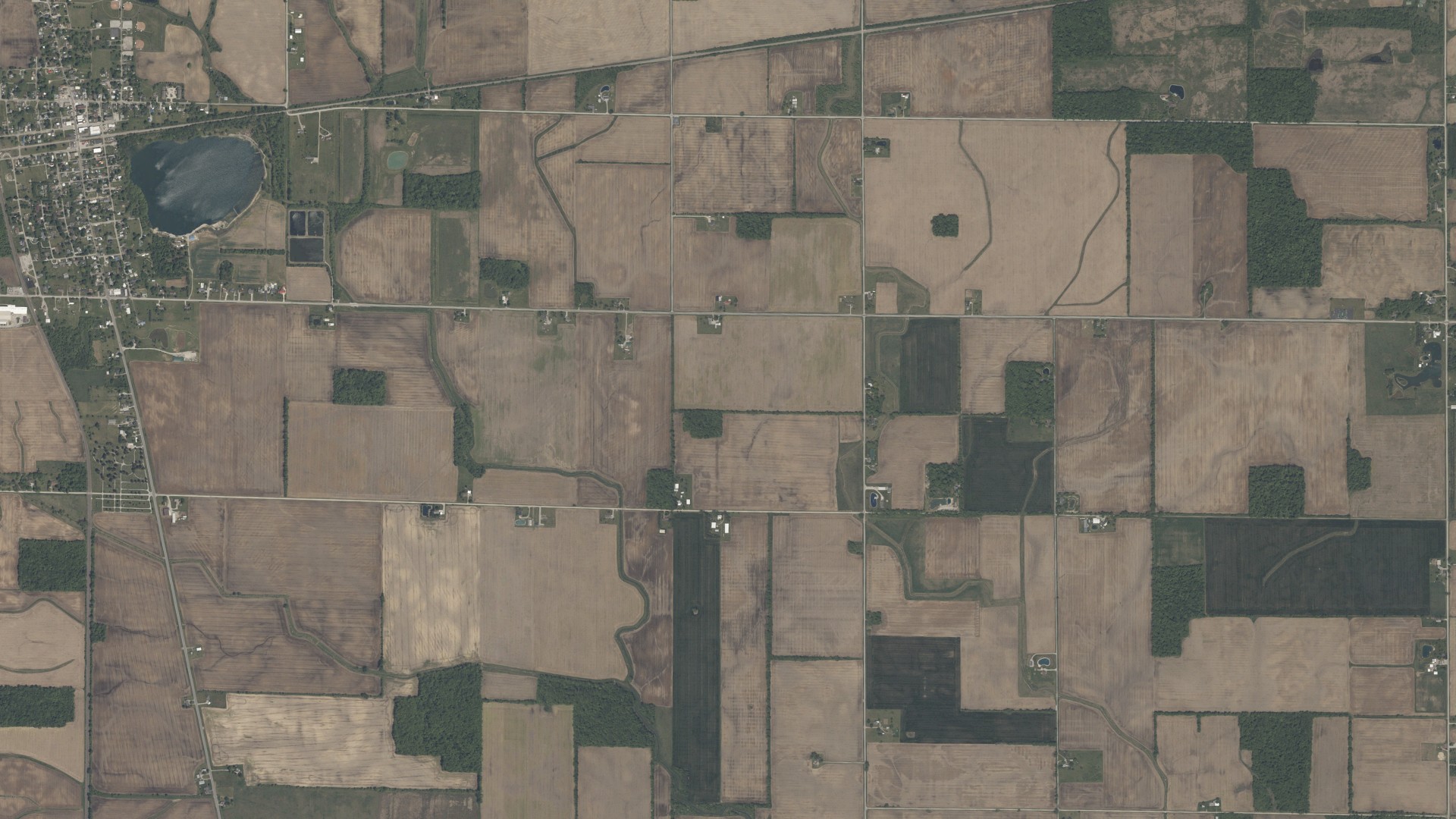 Aerial view of land around Blanchard, Ohio