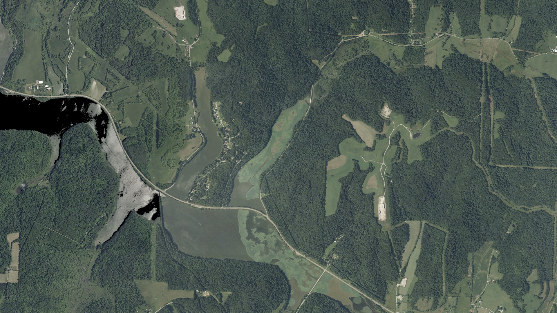 Aerial view of land around Stock, Ohio