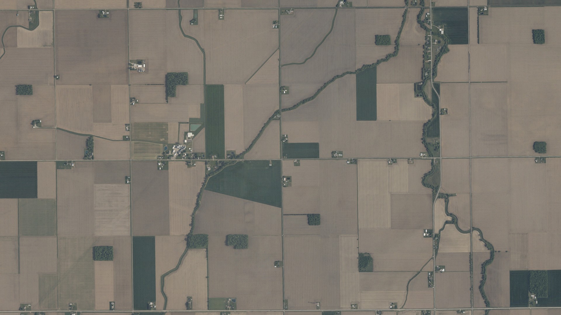 Aerial view of land around Monroe, Ohio