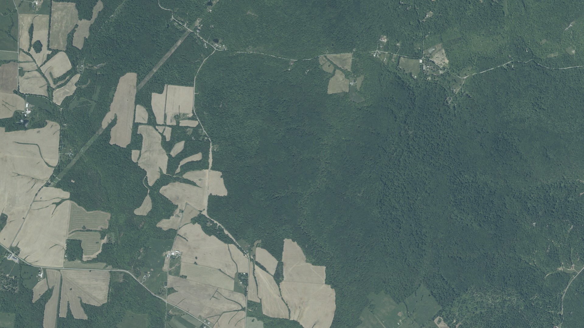 Aerial view of land around Brushcreek, Ohio
