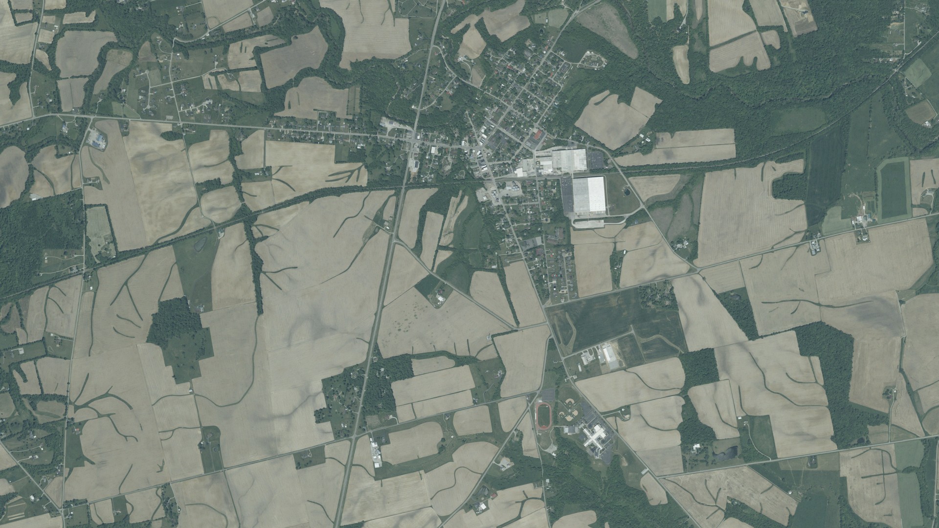 Aerial view of land around Fairfield, Ohio