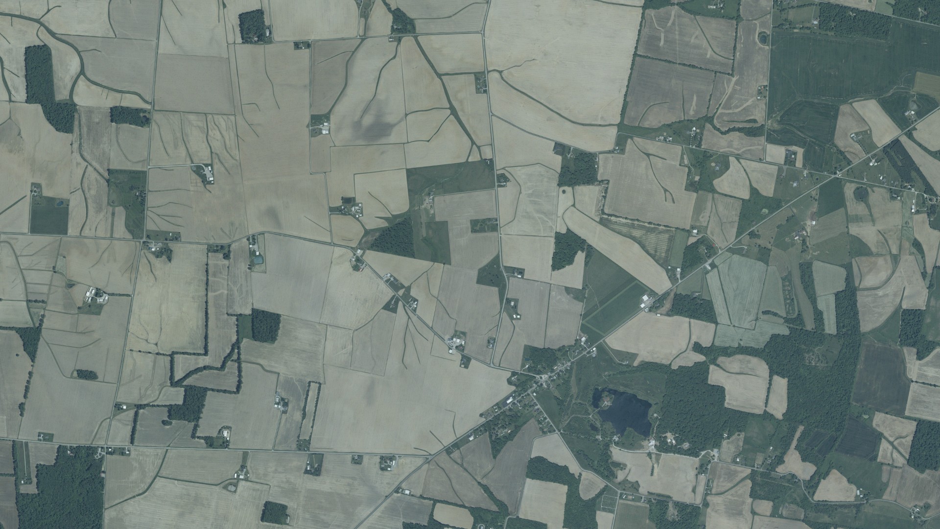 Aerial view of land around Hamer, Ohio