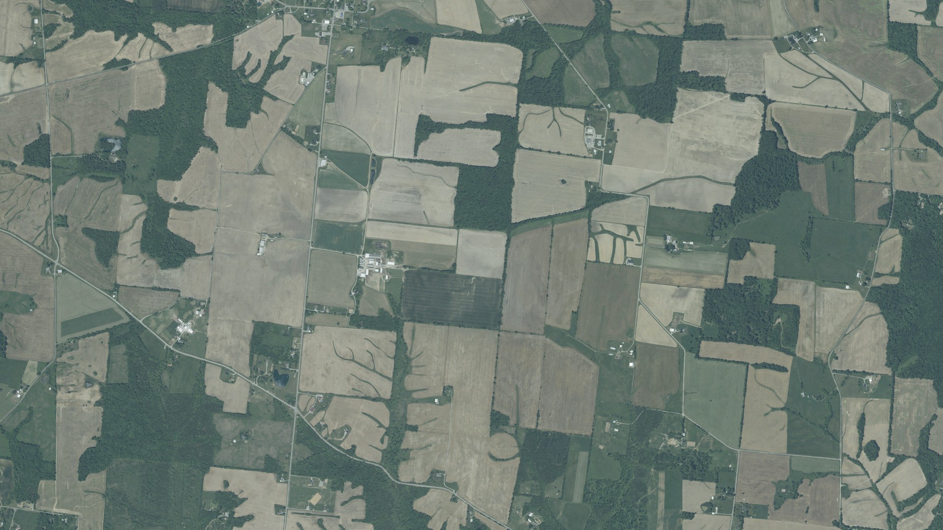 Aerial view of land around Marshall, Ohio