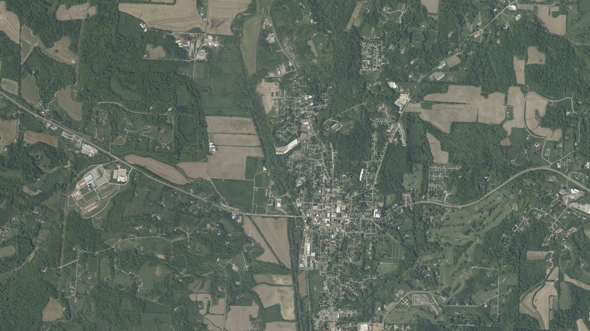 Aerial view of land around Hardy, Ohio