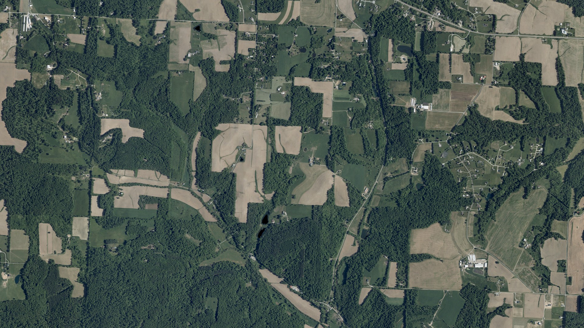 Aerial view of land around Monroe, Ohio