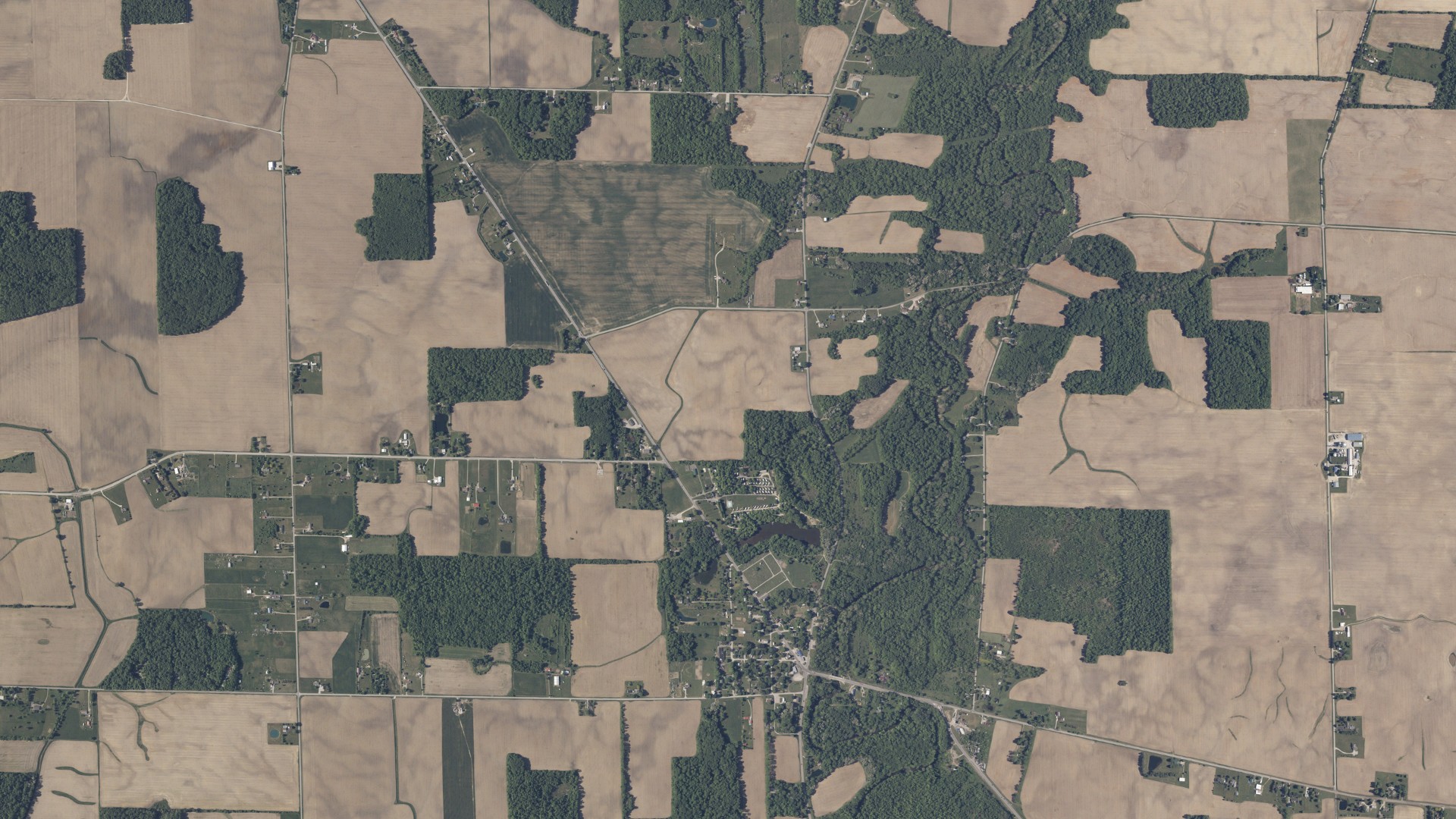 Aerial view of land around Fitchville, Ohio