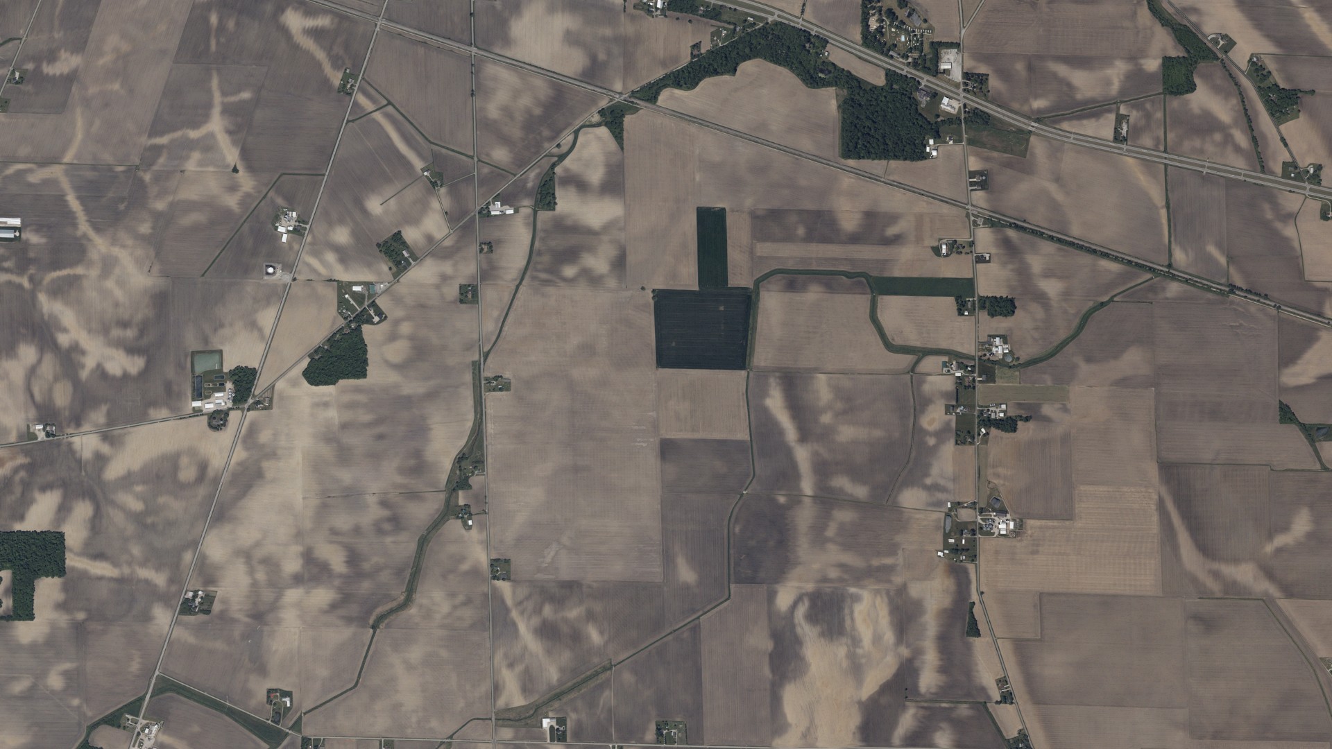 Aerial view of land around Lyme, Ohio