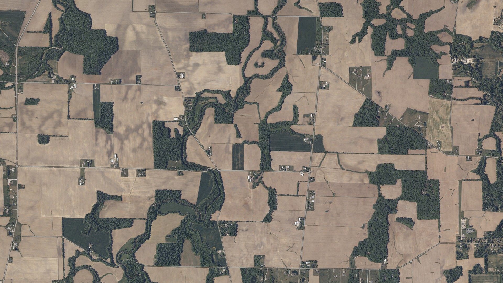 Aerial view of land around Peru, Ohio