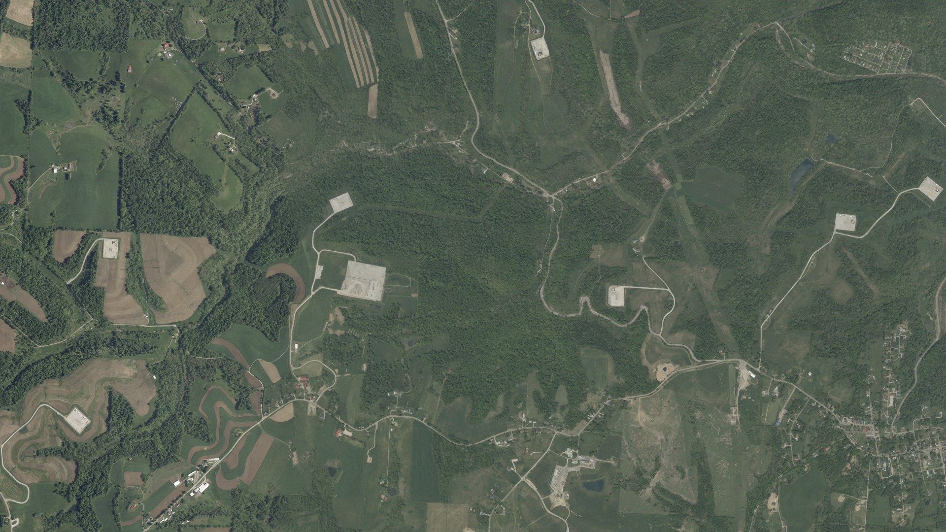 Aerial view of land around Mount Pleasant, Ohio