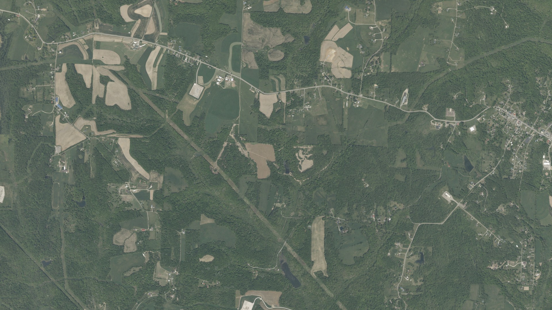 Aerial view of land around Salem, Ohio