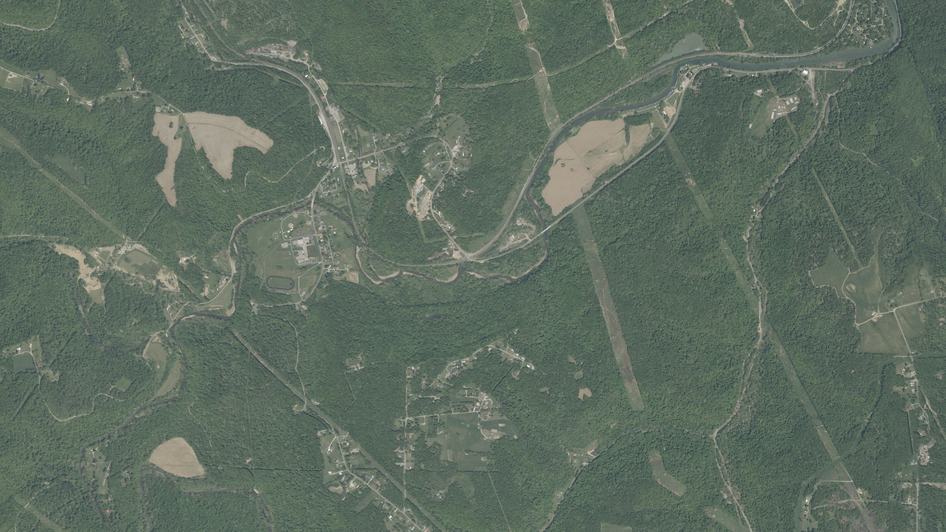 Aerial view of land around Saline, Ohio