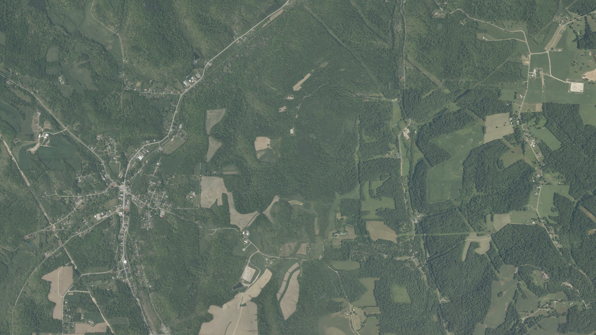 Aerial view of land around Springfield, Ohio