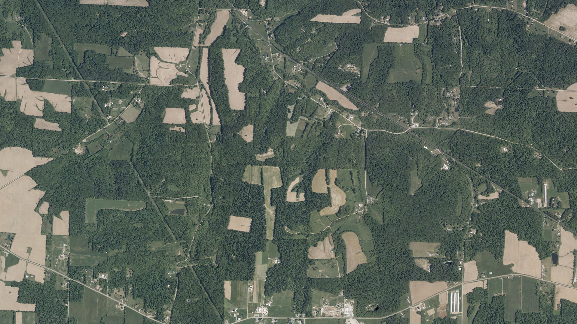 Aerial view of land around Butler, Ohio