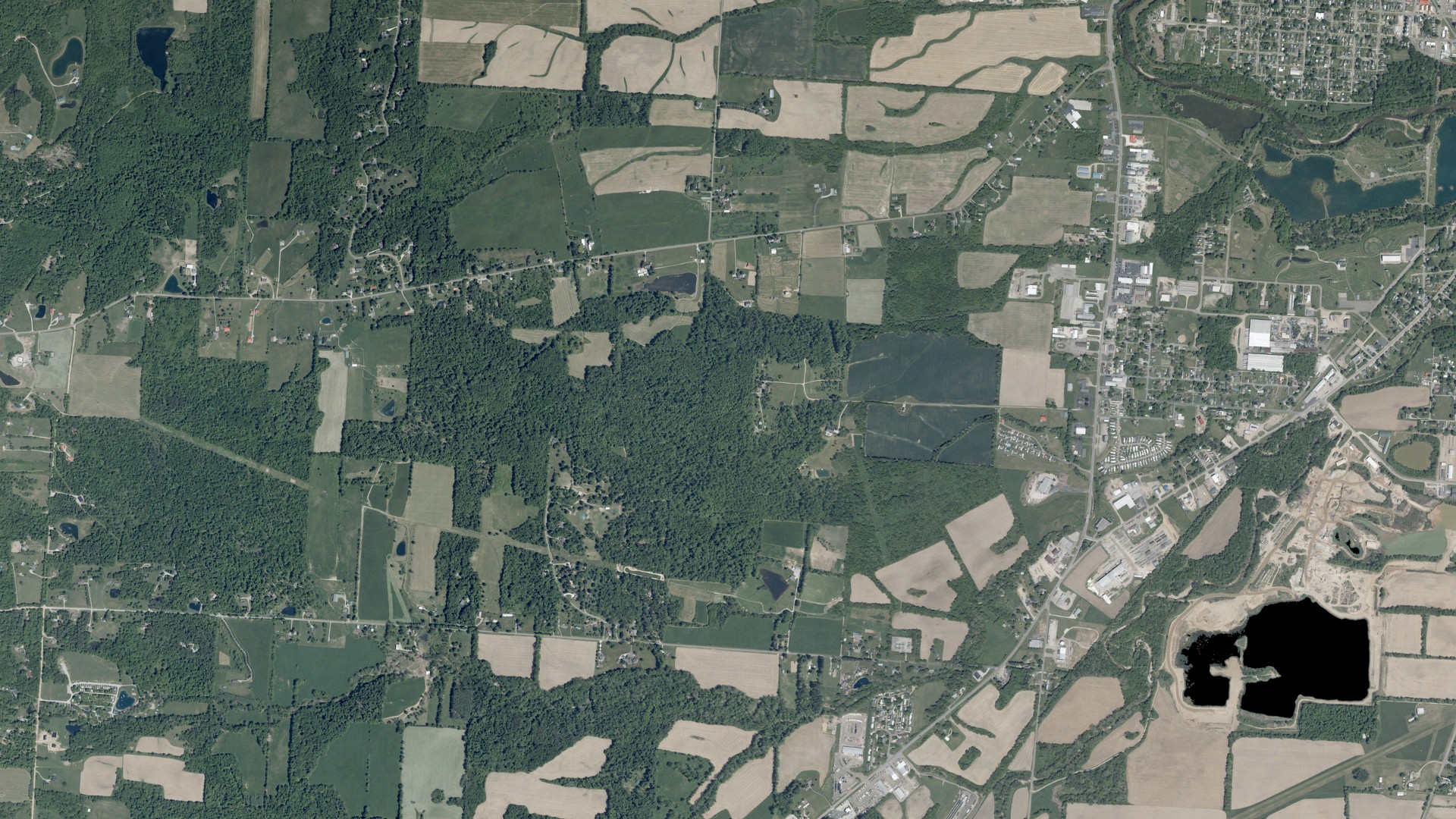 Aerial view of land around Clinton, Ohio