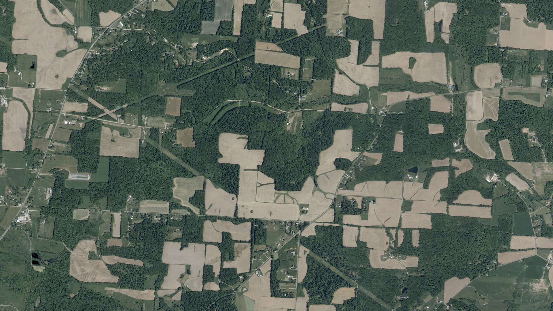 Aerial view of land around Monroe, Ohio