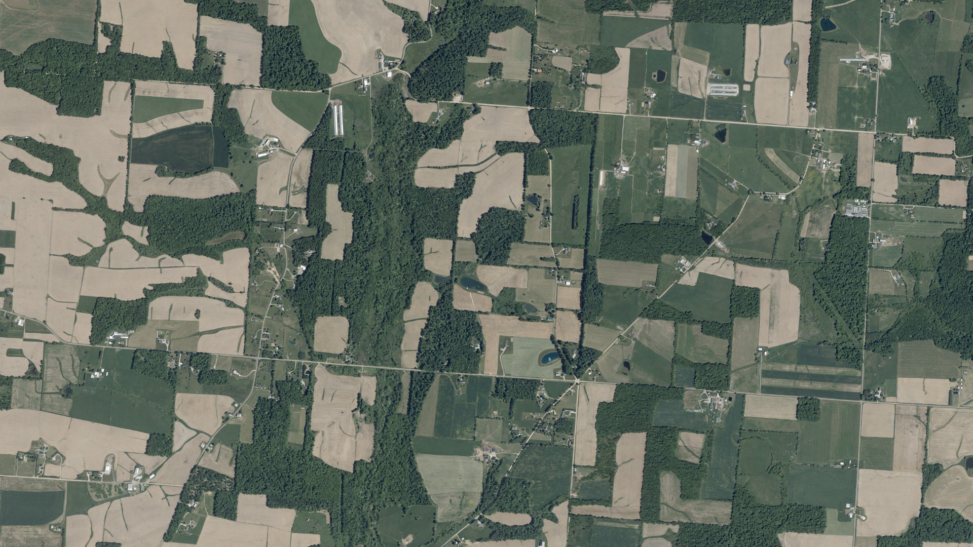 Aerial view of land around Pike, Ohio