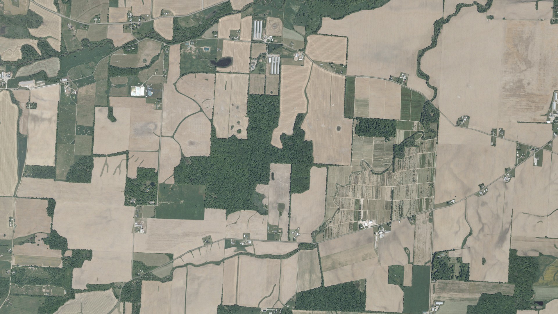 Aerial view of land around Wayne, Ohio