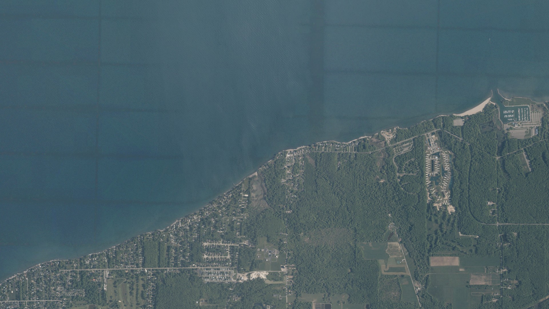 Aerial view of land around Madison, Ohio