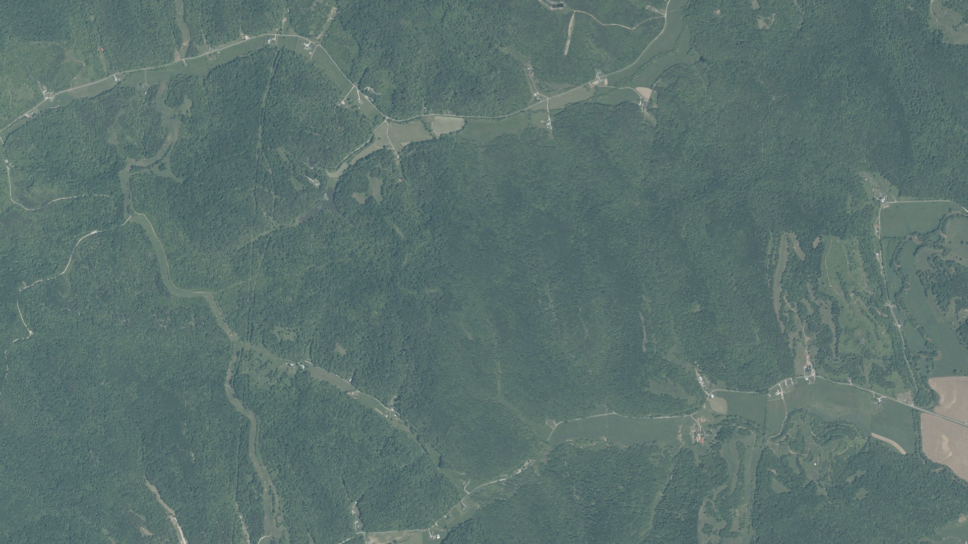 Aerial view of land around Aid, Ohio