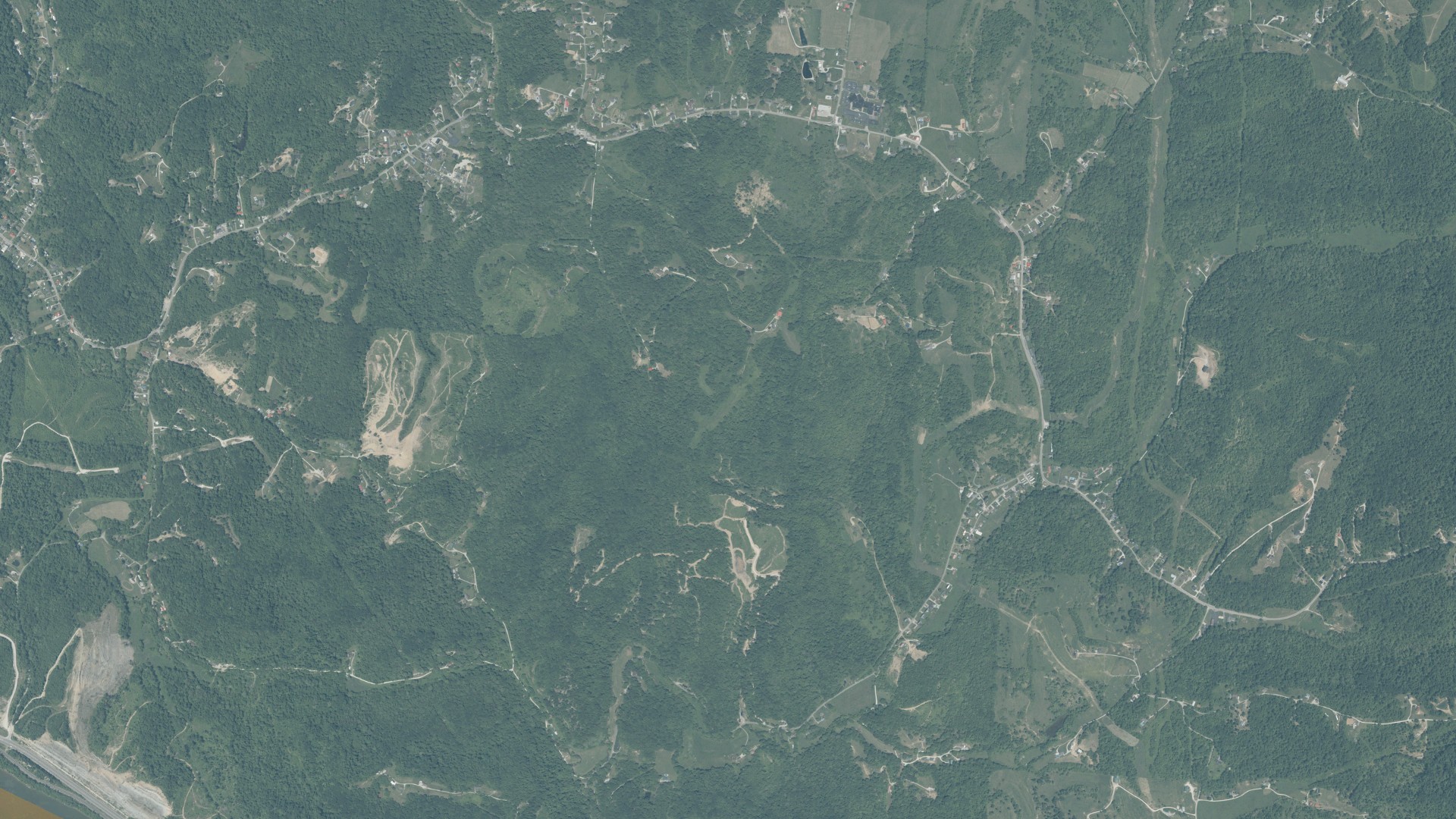Aerial view of land around Perry, Ohio