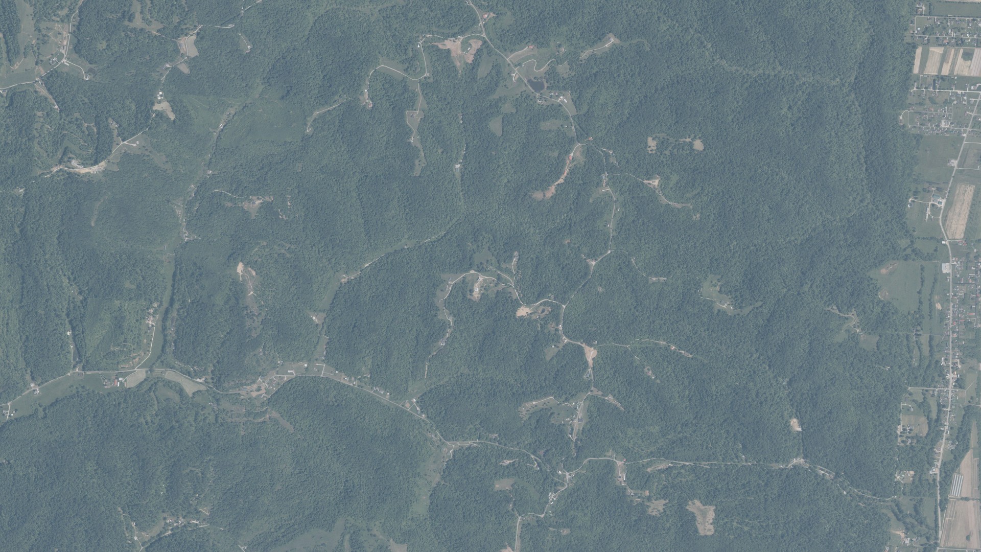 Aerial view of land around Rome, Ohio