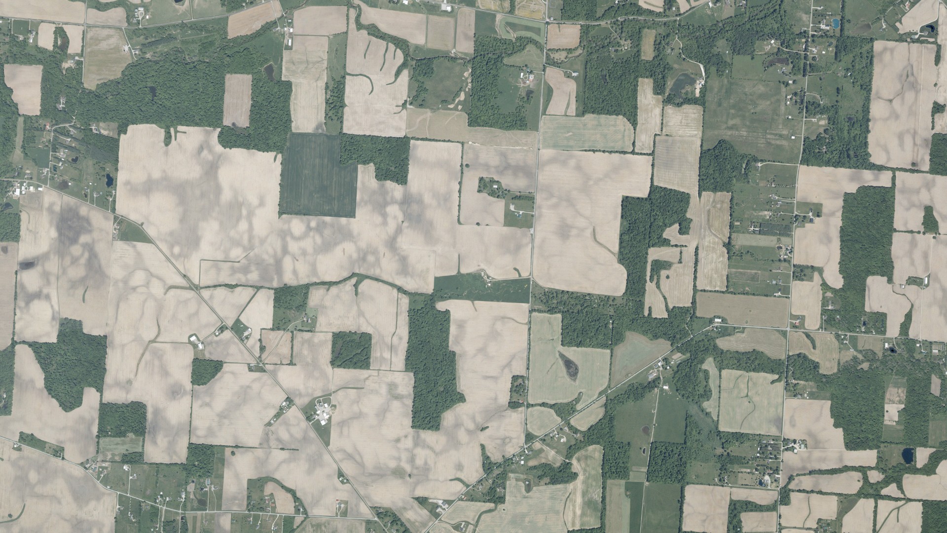 Aerial view of land around Bennington, Ohio