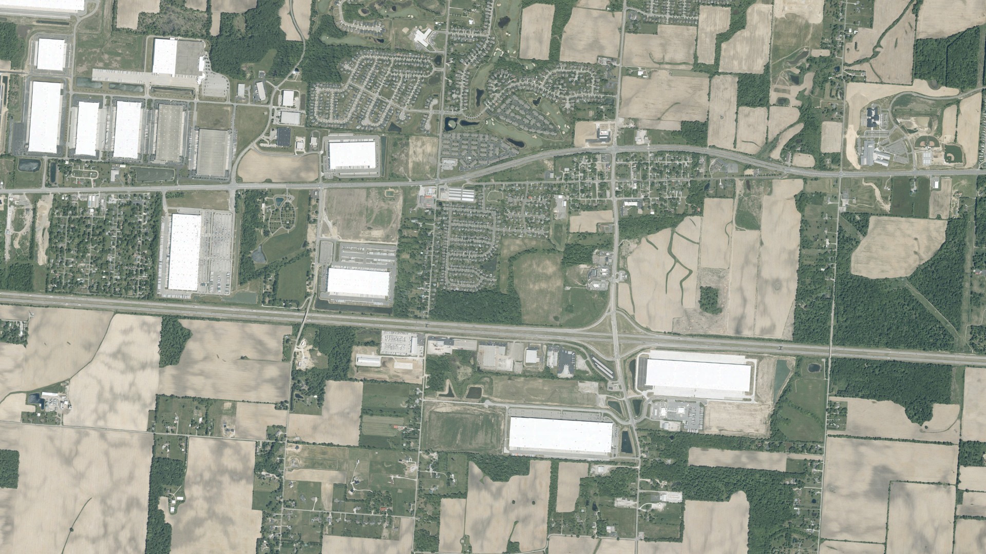 Aerial view of land around Etna, Ohio