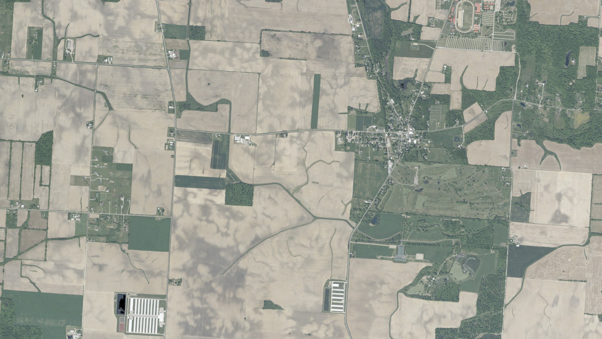 Natural-color aerial photograph of land around Hartford, Ohio