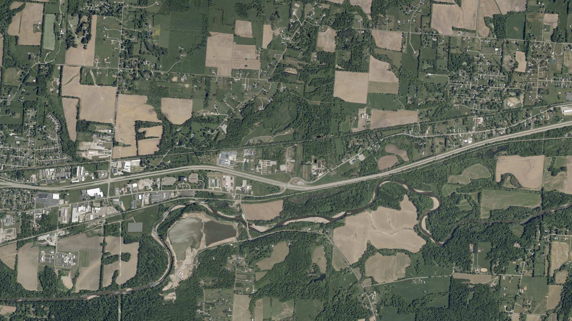 Aerial view of land around Madison, Ohio