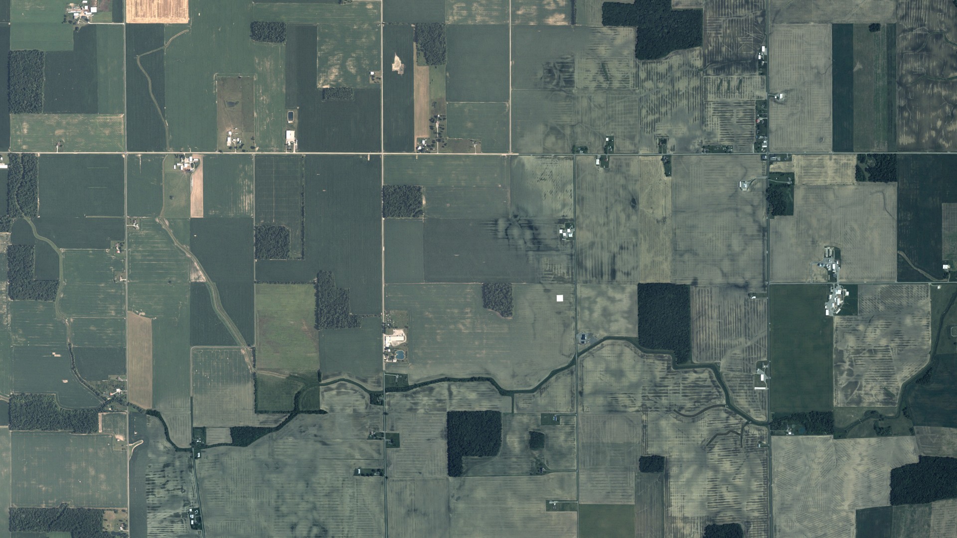 Aerial view of land around Bloomfield, Ohio
