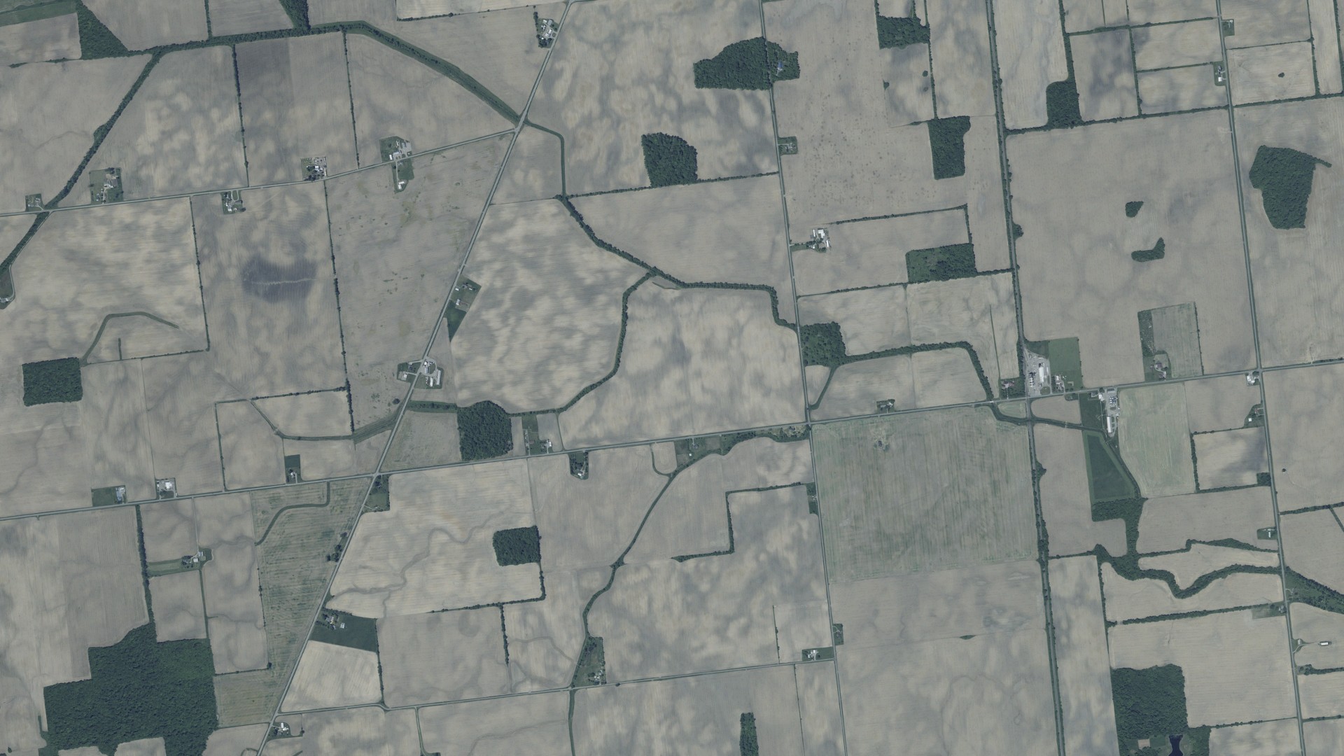 Aerial view of land around Bokescreek, Ohio