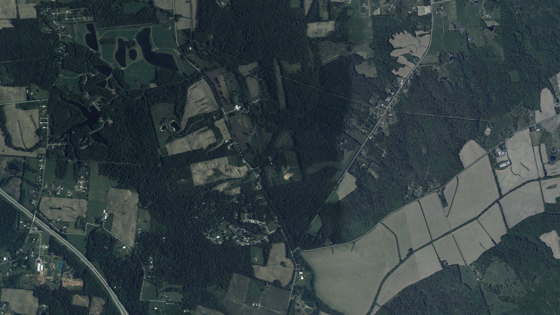 Aerial view of land around Jefferson, Ohio
