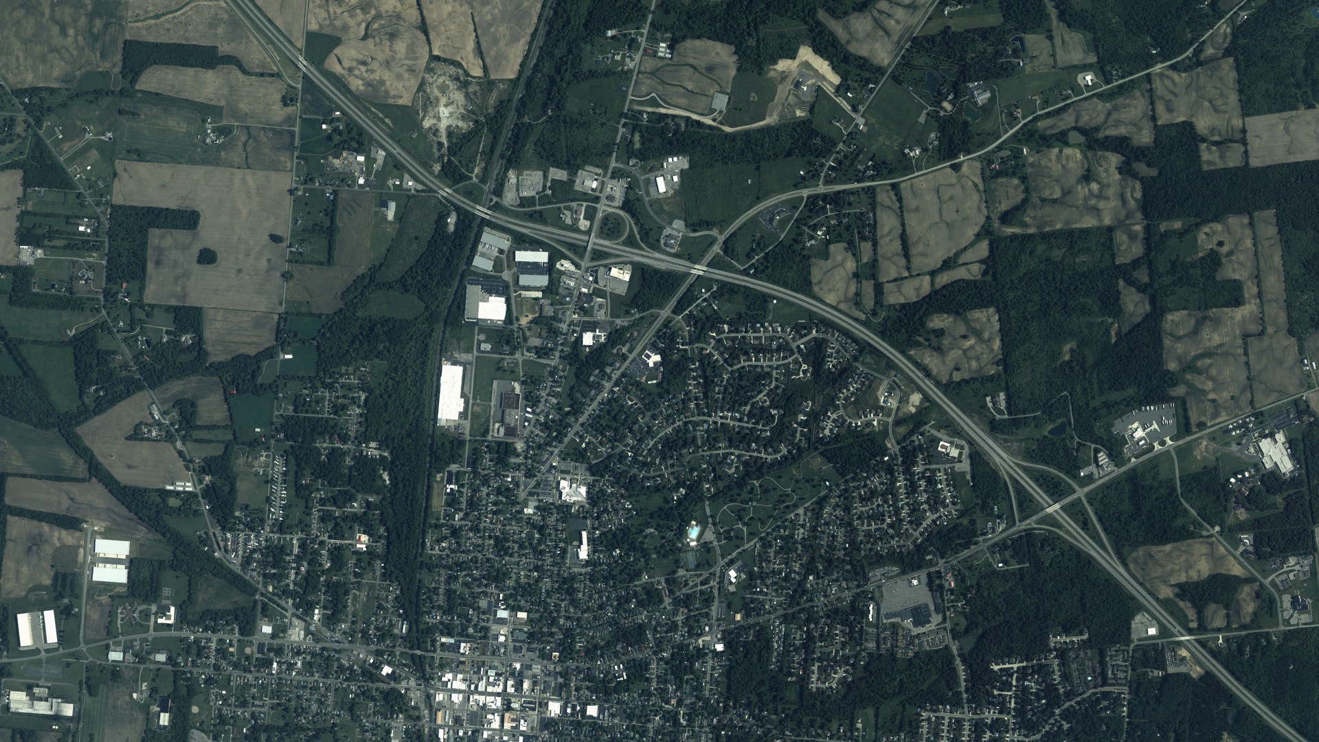 Aerial view of land around Lake, Ohio
