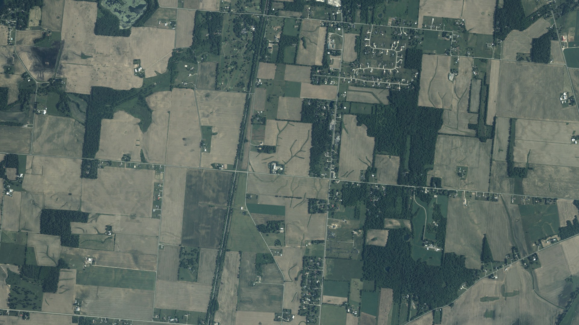 Aerial view of land around Liberty, Ohio