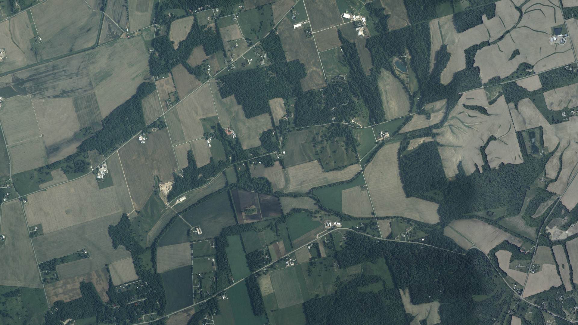 Aerial view of land around Monroe, Ohio
