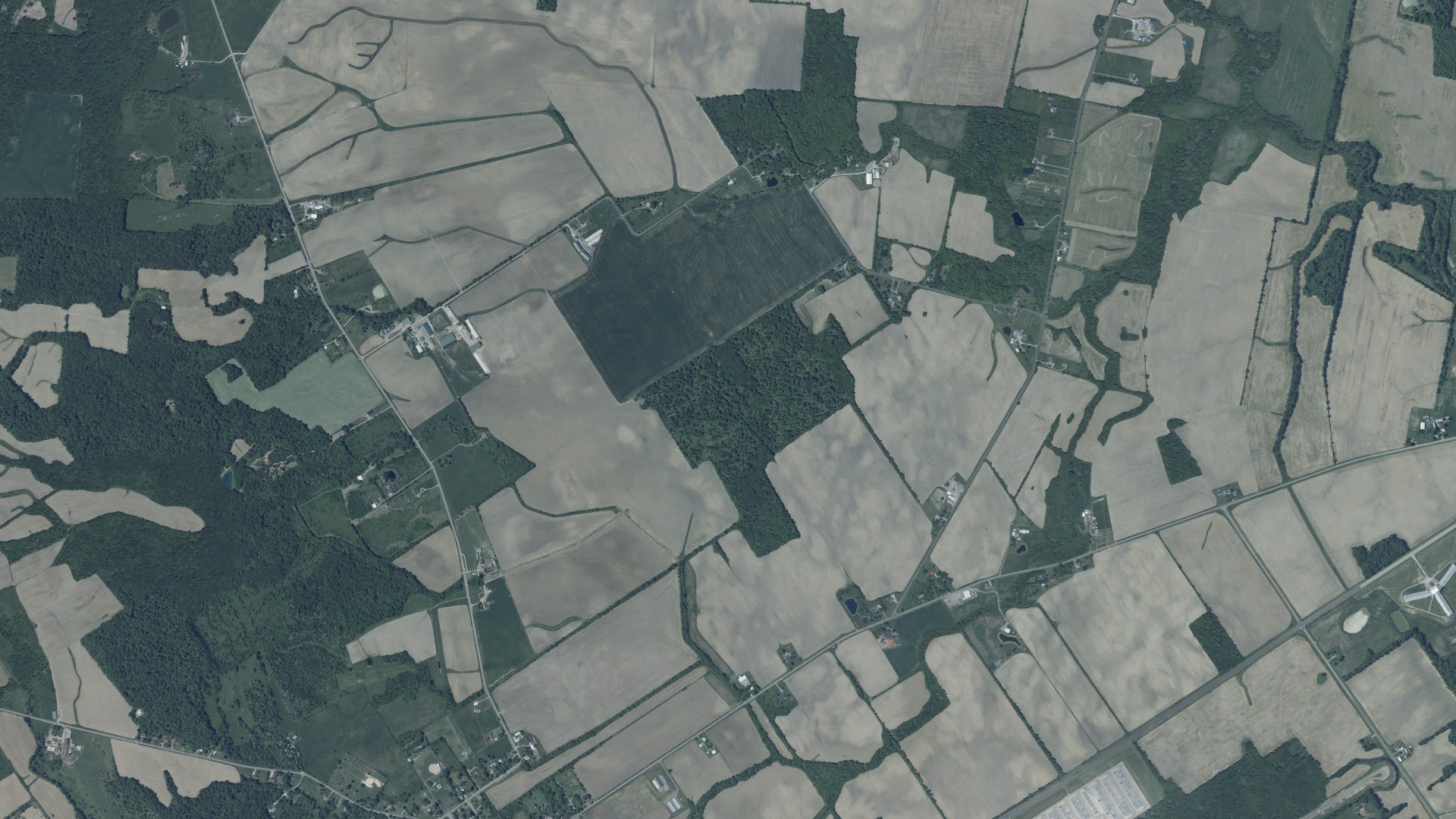 Aerial view of land around Perry, Ohio