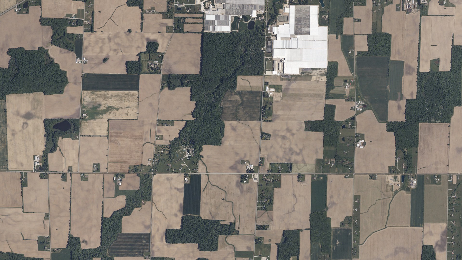 Aerial view of land around Camden, Ohio