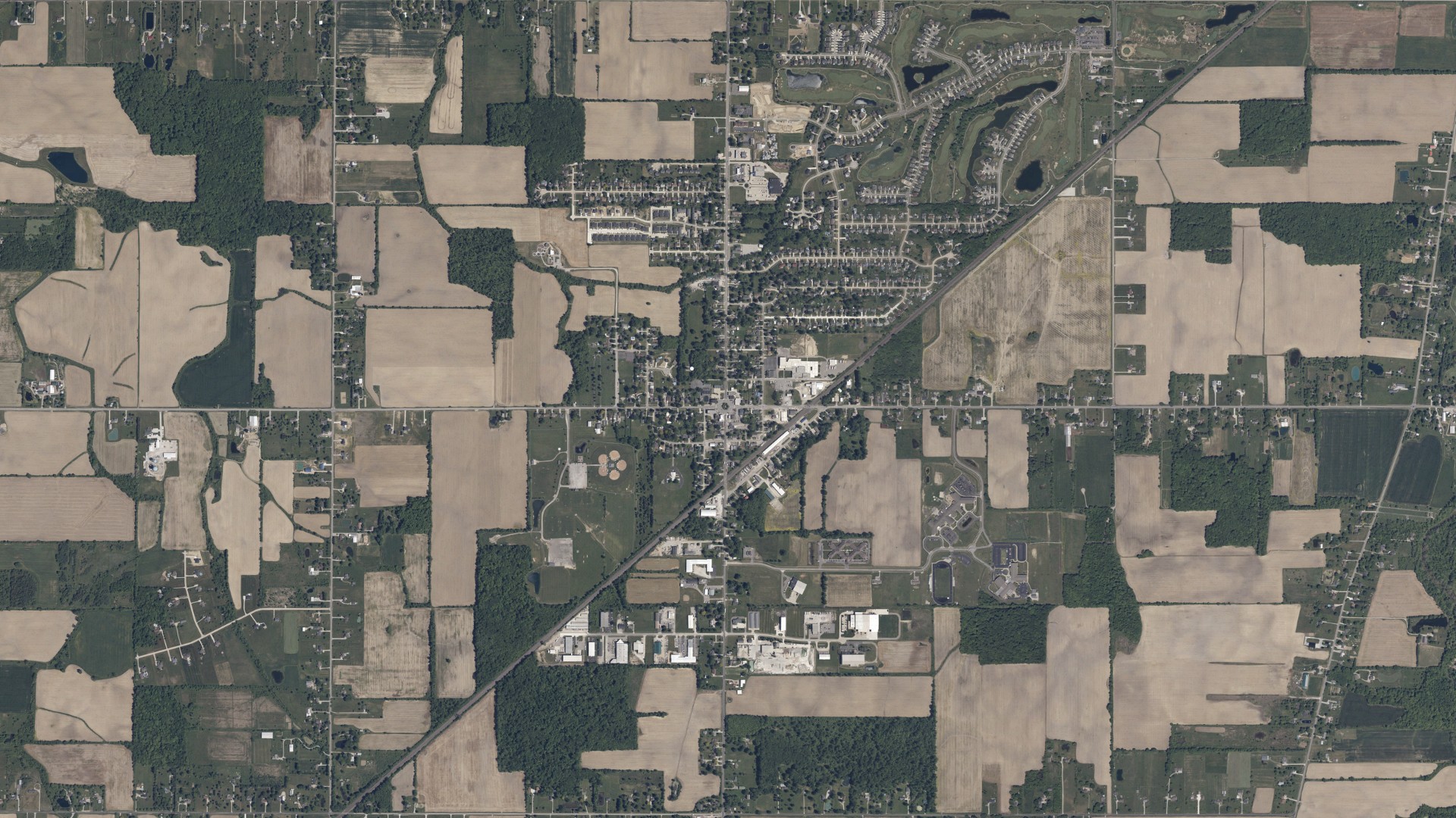 Aerial view of land around LaGrange, Ohio