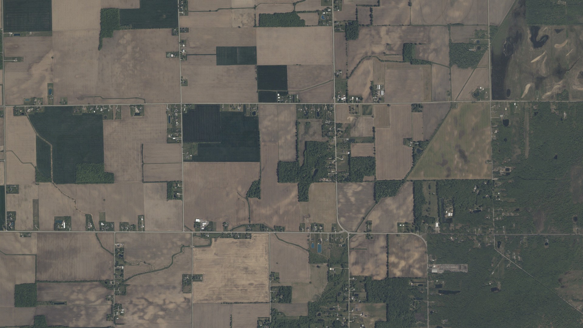 Aerial view of land around Harding, Ohio
