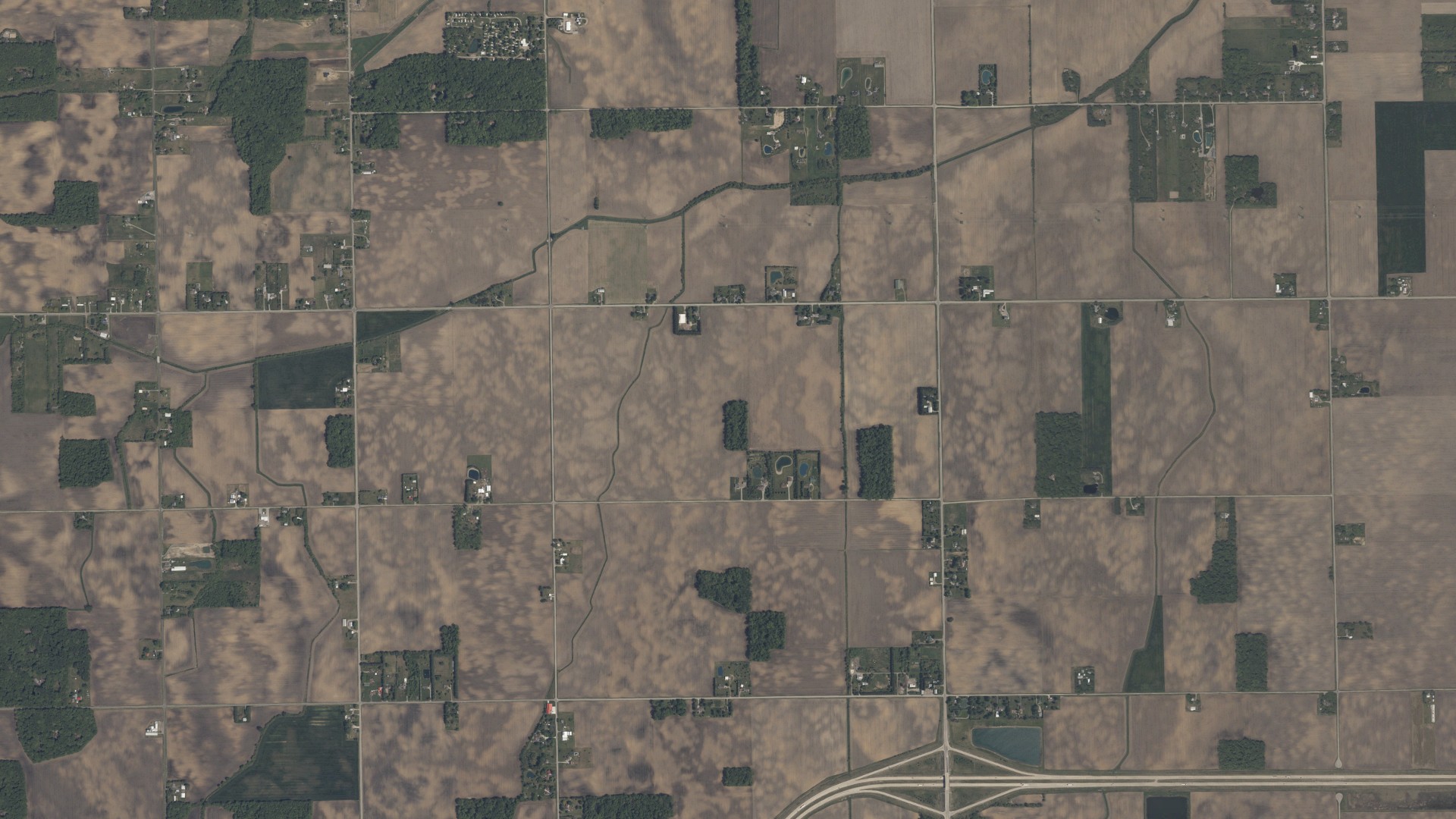 Aerial view of land around Providence, Ohio