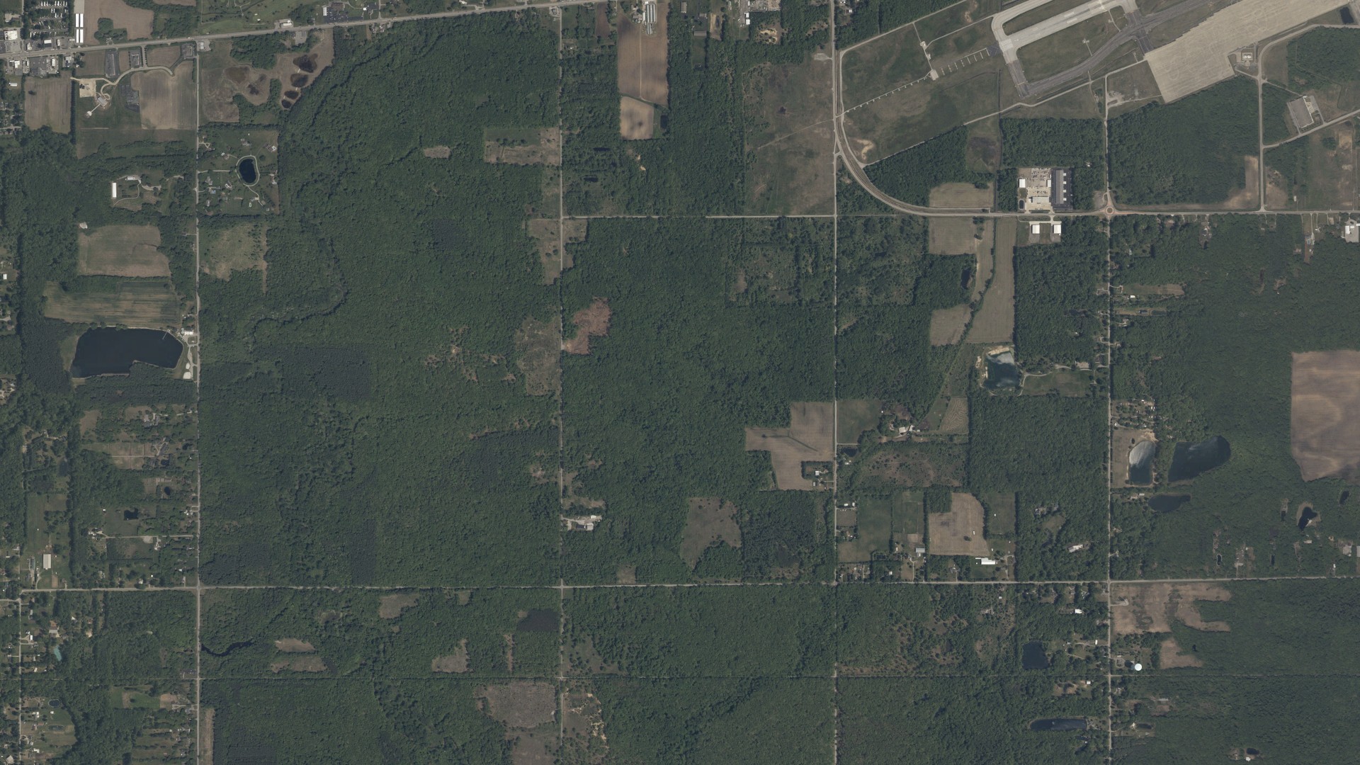 Natural-color aerial photograph of land around Swanton, Ohio