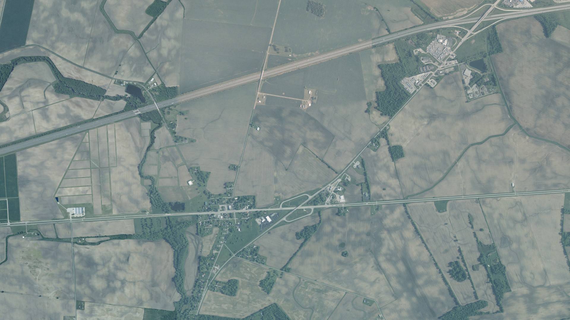 Aerial view of land around Deer Creek, Ohio