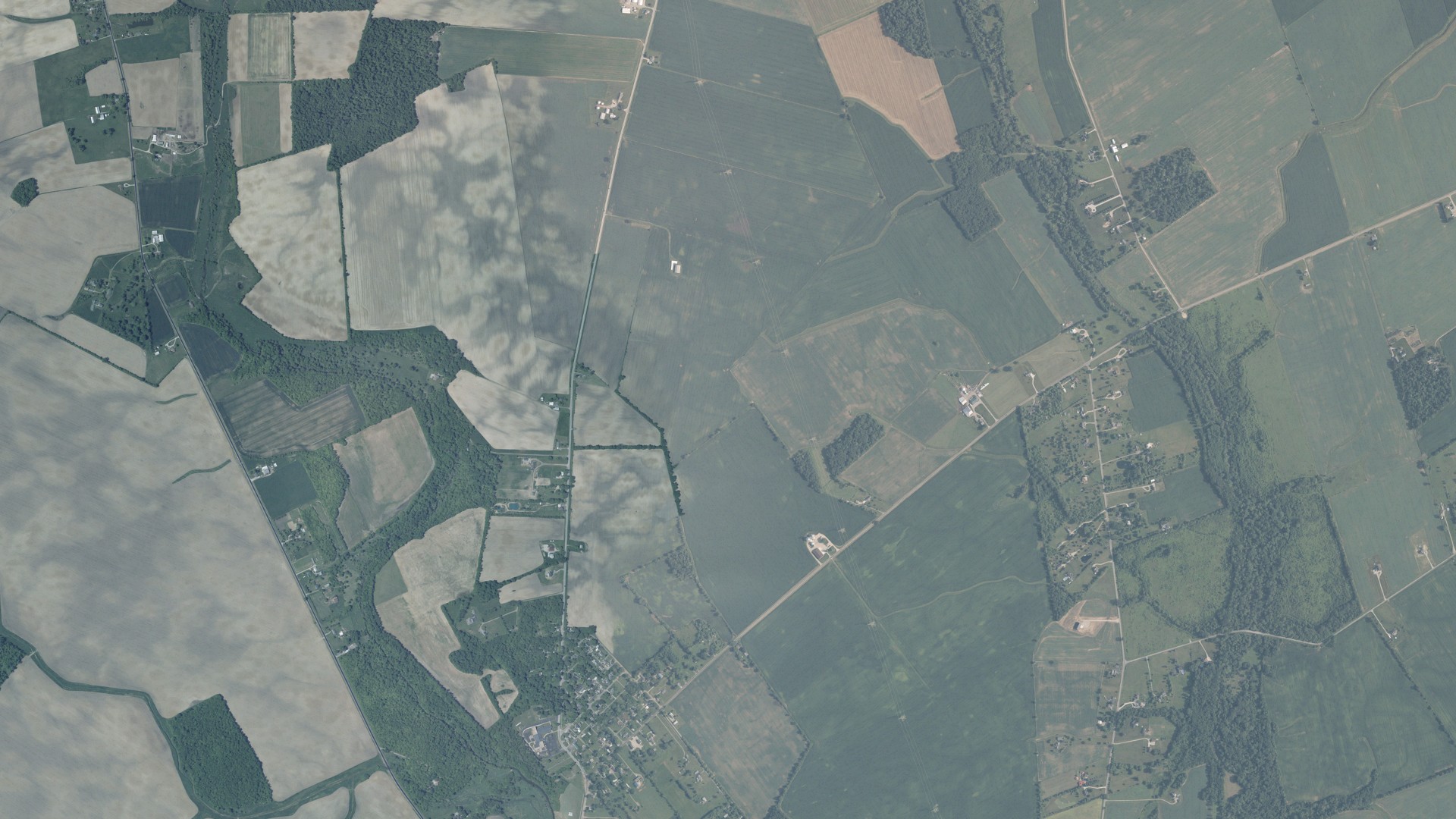 Aerial view of land around Monroe, Ohio