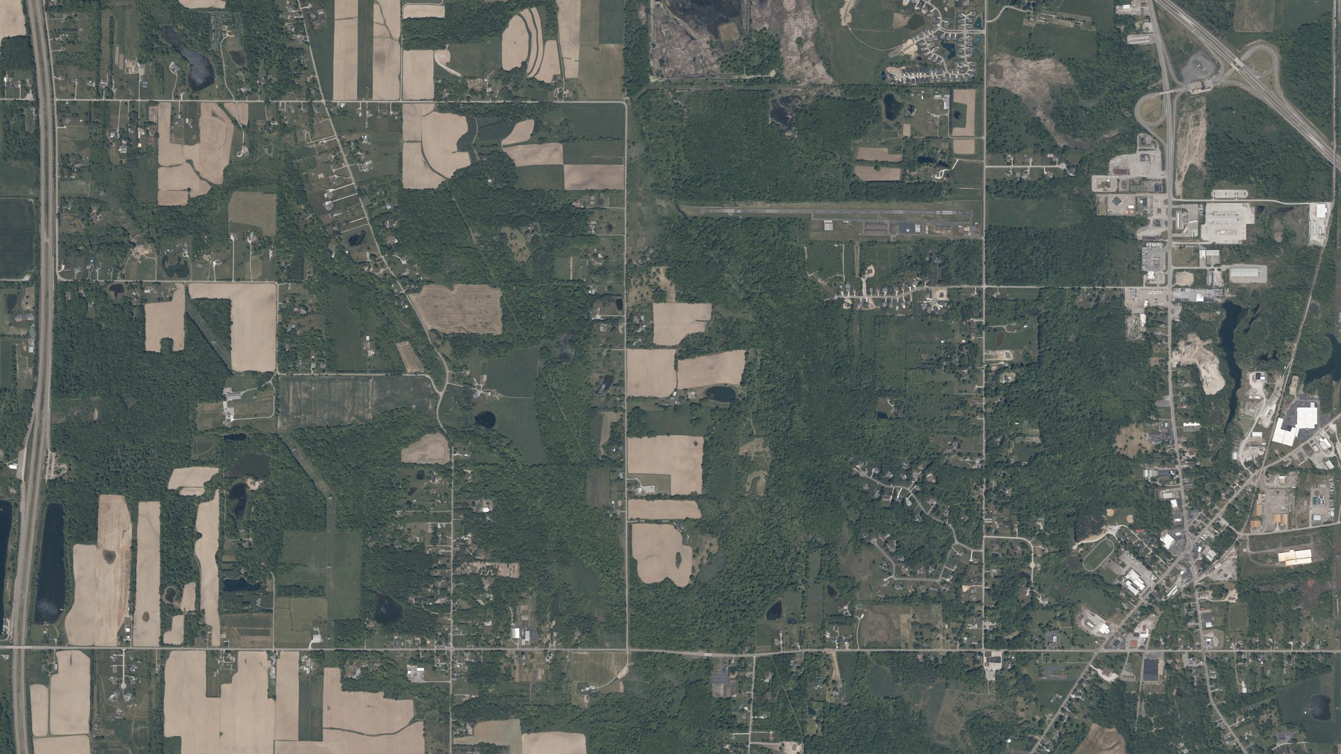 Aerial view of land around Beaver, Ohio