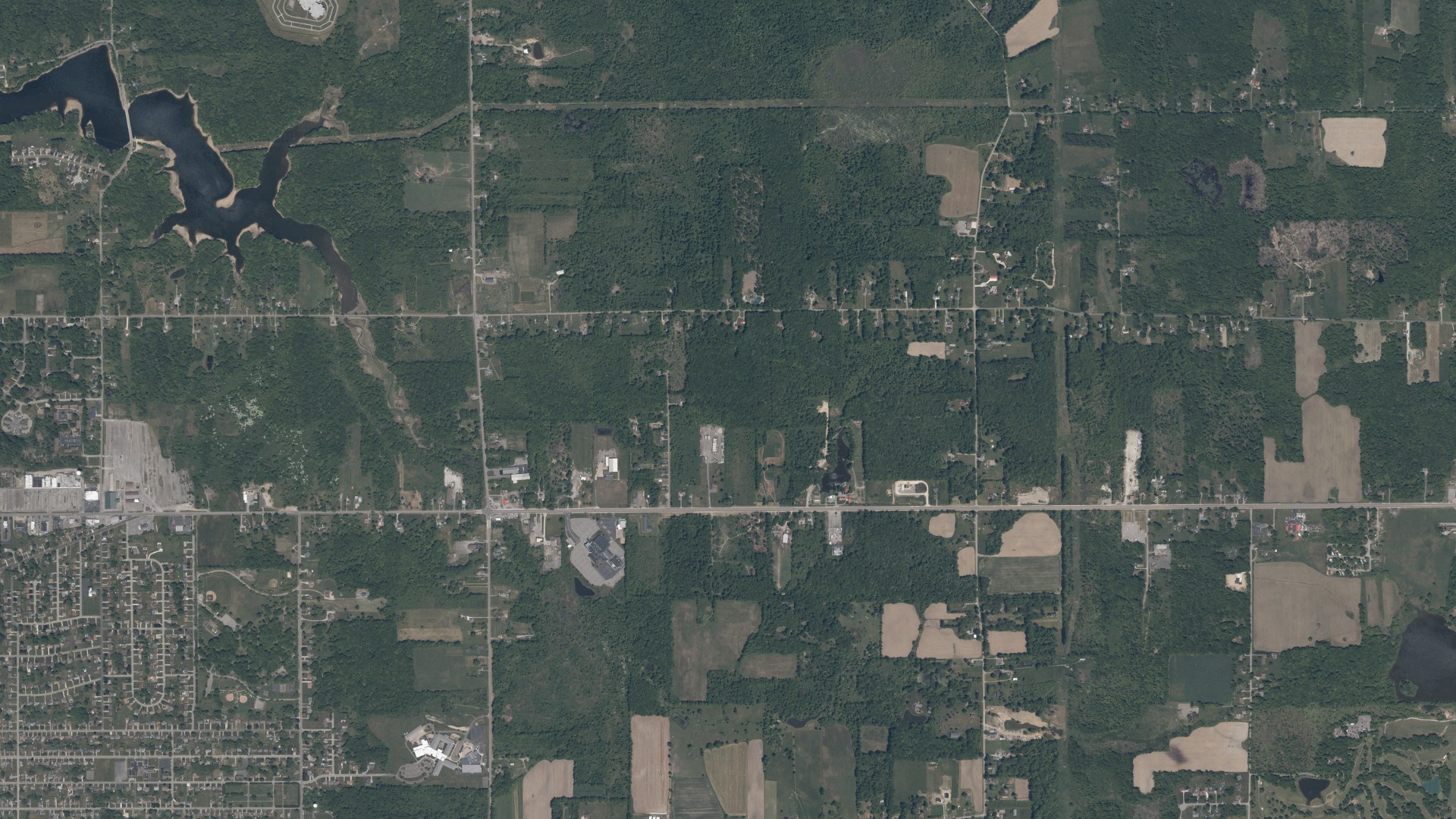 Aerial view of land around Coitsville, Ohio