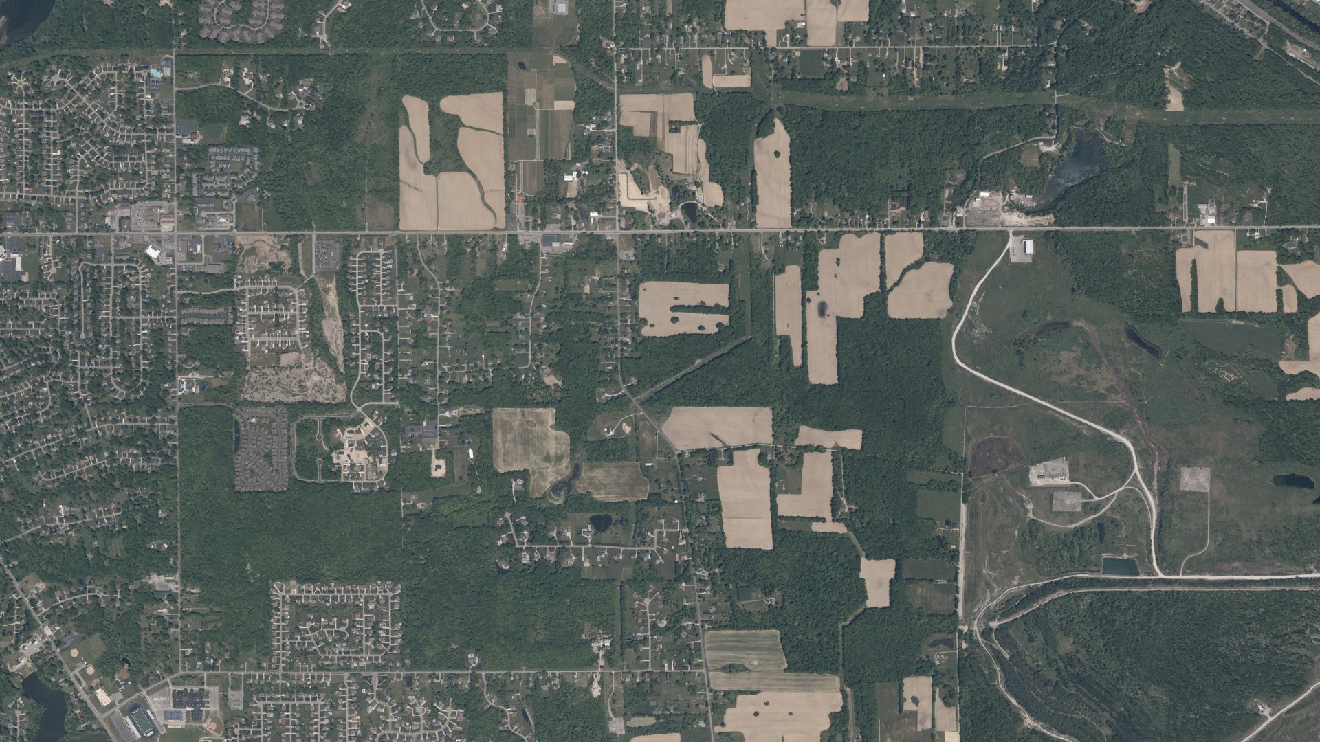 Aerial view of land around Poland, Ohio