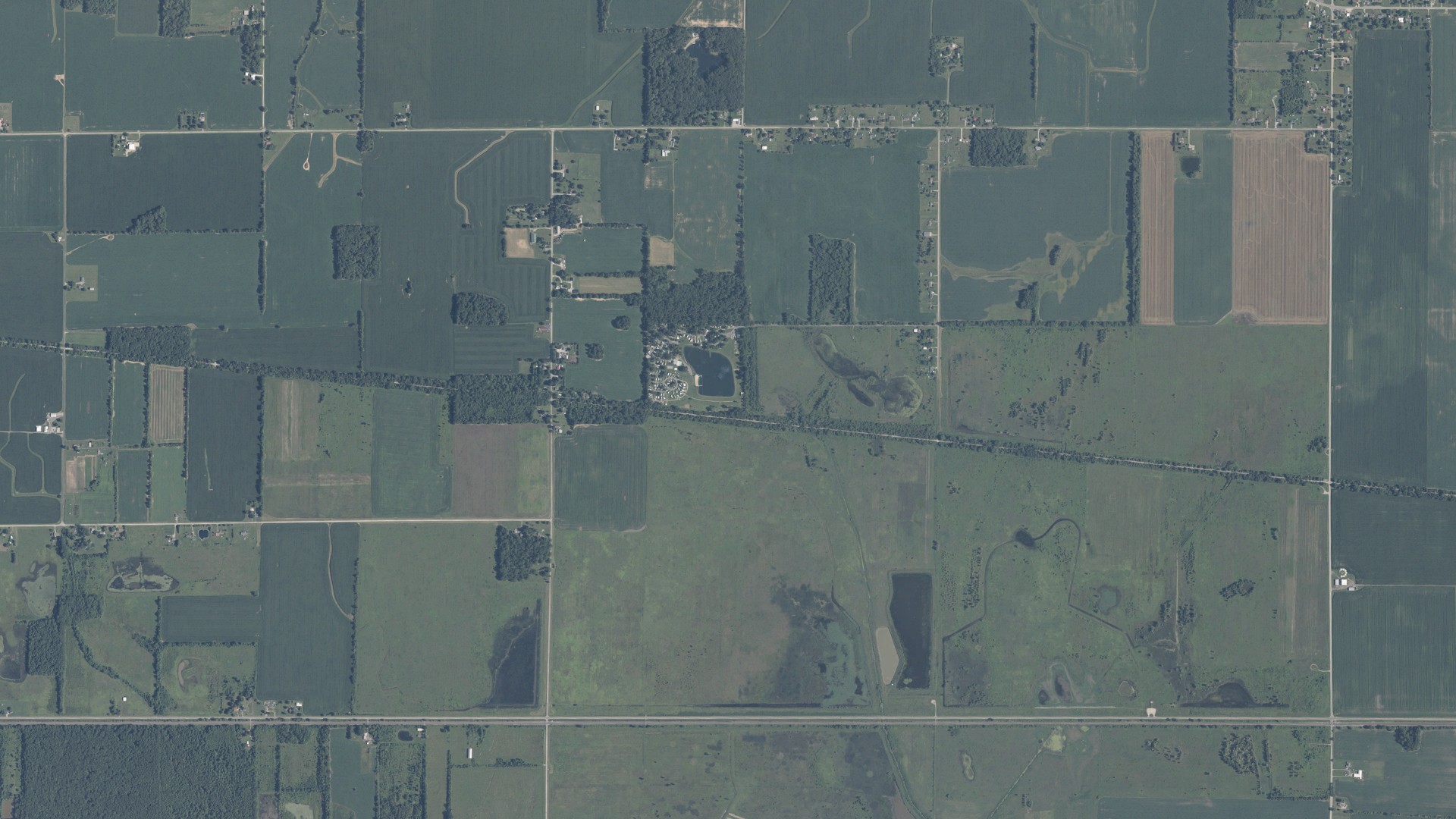 Aerial view of land around Big Island, Ohio