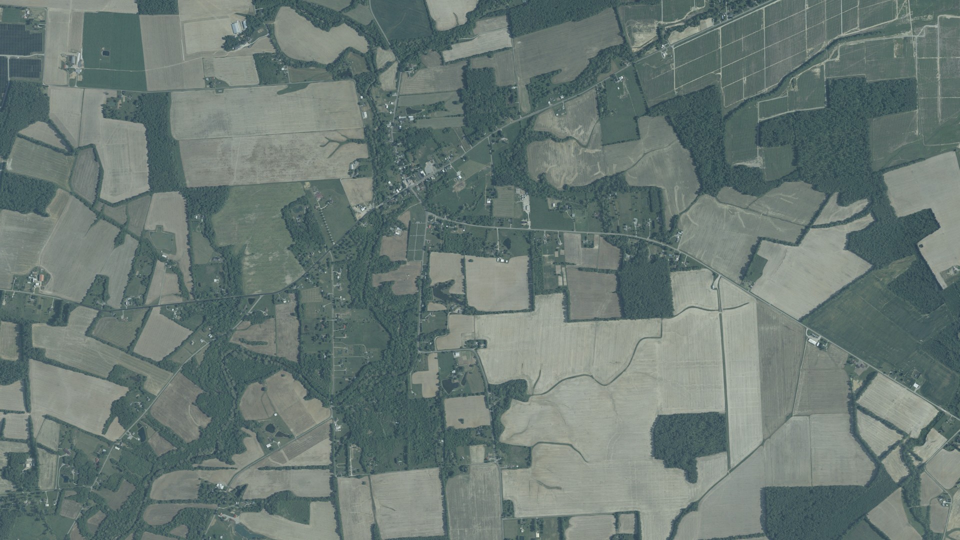 Natural-color aerial photograph of land around Buford, Ohio