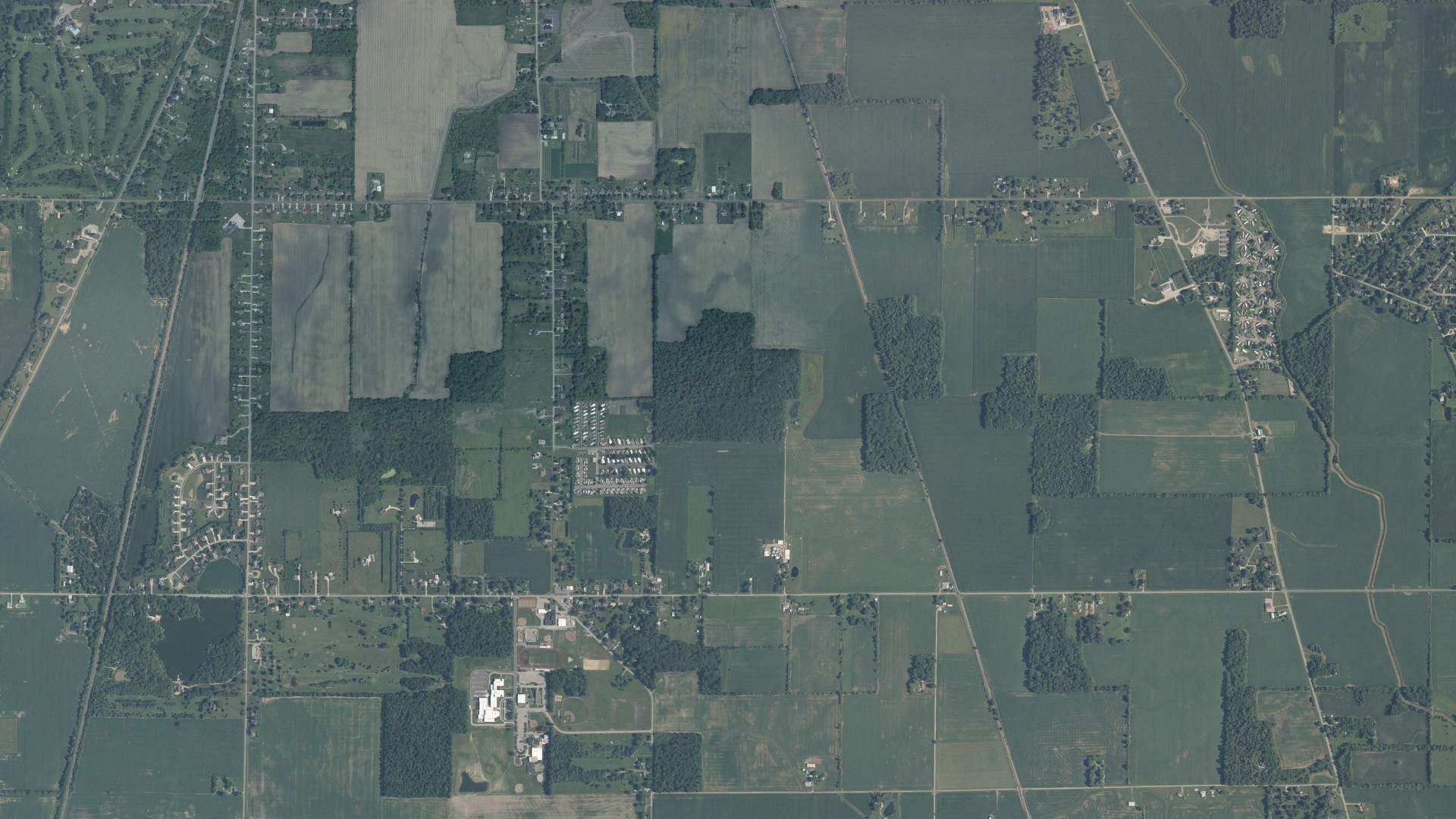 Aerial view of land around Pleasant, Ohio